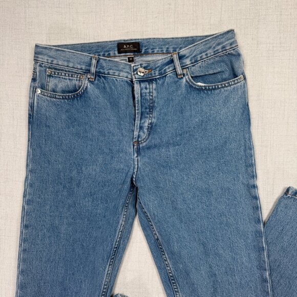 A.P.C. Petit New Standard Jeans Blue Light Wash Cotton Denim Button Fly Size 32 - Picture 2 of 11